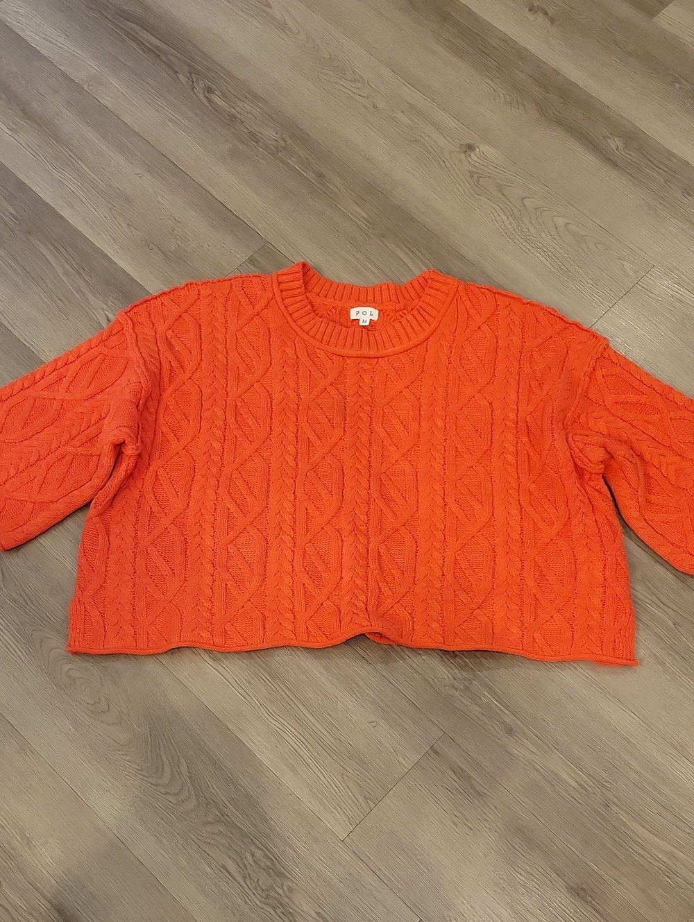 Pol Med Womens Crop Cable Knit Sweater